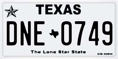 TX license plate DNE0749