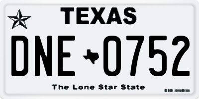TX license plate DNE0752