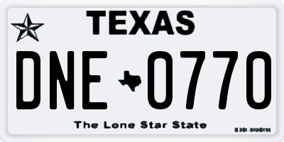 TX license plate DNE0770