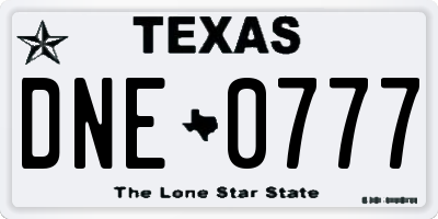 TX license plate DNE0777