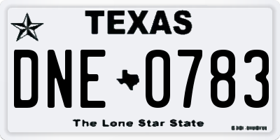 TX license plate DNE0783