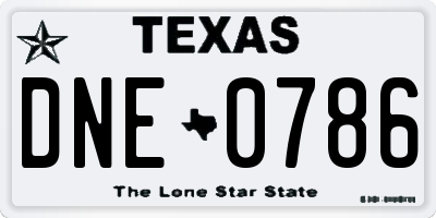 TX license plate DNE0786