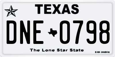 TX license plate DNE0798