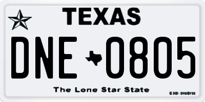 TX license plate DNE0805
