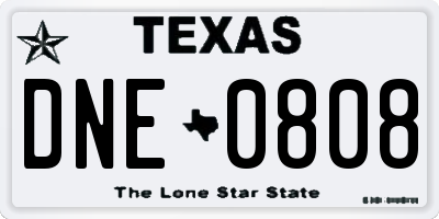TX license plate DNE0808