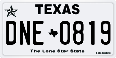TX license plate DNE0819