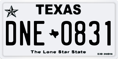 TX license plate DNE0831