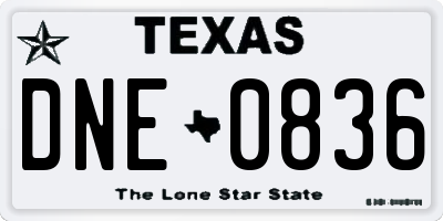 TX license plate DNE0836