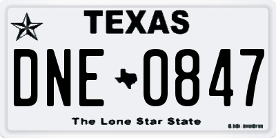 TX license plate DNE0847