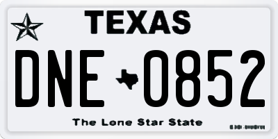 TX license plate DNE0852