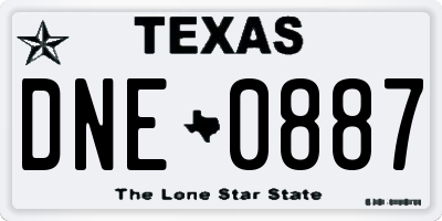 TX license plate DNE0887