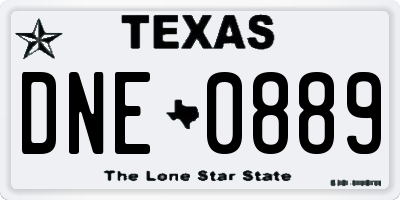 TX license plate DNE0889