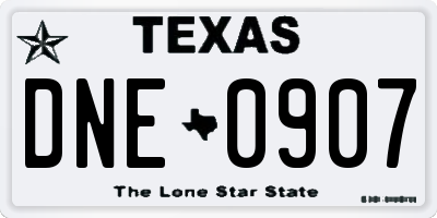 TX license plate DNE0907