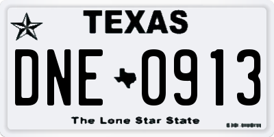 TX license plate DNE0913