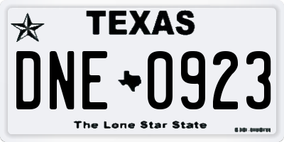 TX license plate DNE0923