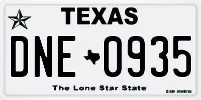 TX license plate DNE0935