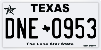 TX license plate DNE0953