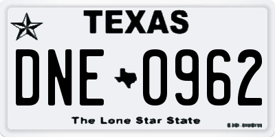 TX license plate DNE0962