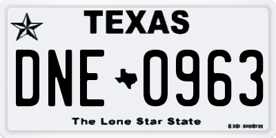 TX license plate DNE0963