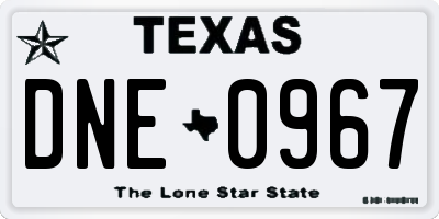 TX license plate DNE0967