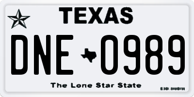TX license plate DNE0989