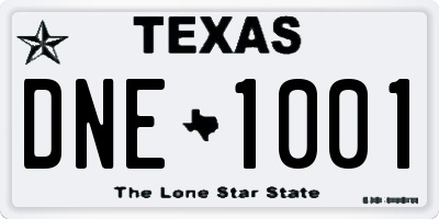 TX license plate DNE1001