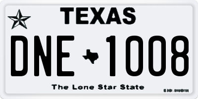TX license plate DNE1008