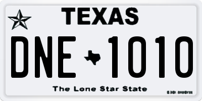 TX license plate DNE1010