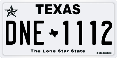 TX license plate DNE1112