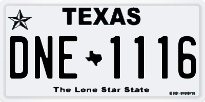TX license plate DNE1116