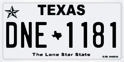 TX license plate DNE1181