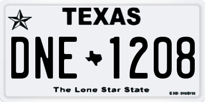 TX license plate DNE1208