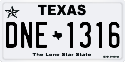 TX license plate DNE1316