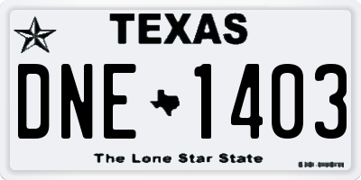 TX license plate DNE1403