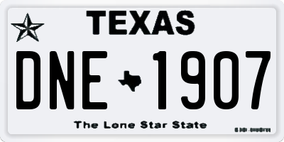 TX license plate DNE1907