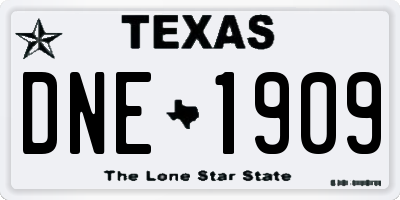 TX license plate DNE1909