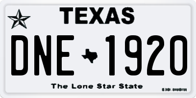TX license plate DNE1920