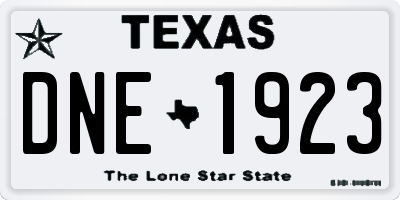 TX license plate DNE1923