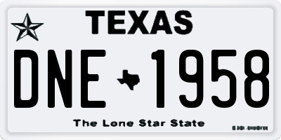 TX license plate DNE1958