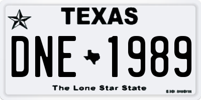 TX license plate DNE1989
