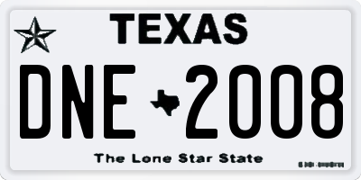 TX license plate DNE2008