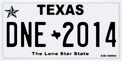 TX license plate DNE2014