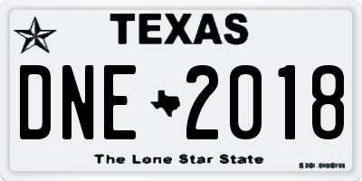 TX license plate DNE2018