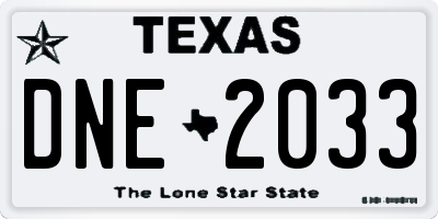 TX license plate DNE2033