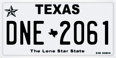 TX license plate DNE2061