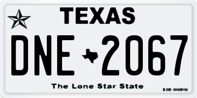 TX license plate DNE2067
