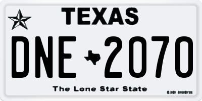 TX license plate DNE2070