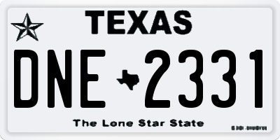 TX license plate DNE2331