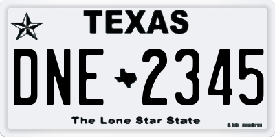 TX license plate DNE2345