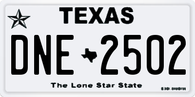 TX license plate DNE2502